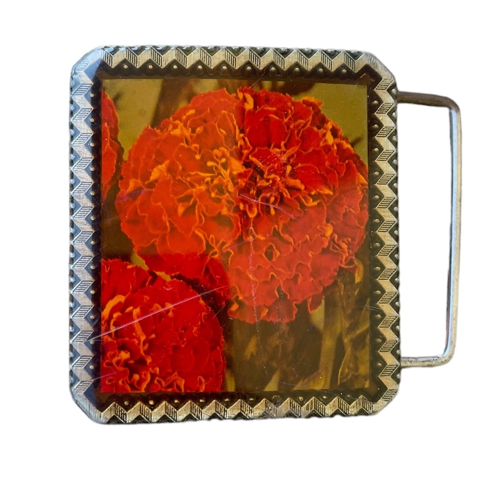 Floral Art Vintage Belt Buckle Several Major Scratches Fits 1.5” Belt